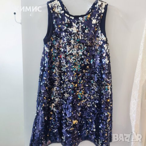 Като нова! Красива рокля с обръщащи паети на H&M, възраст 9-10 г 