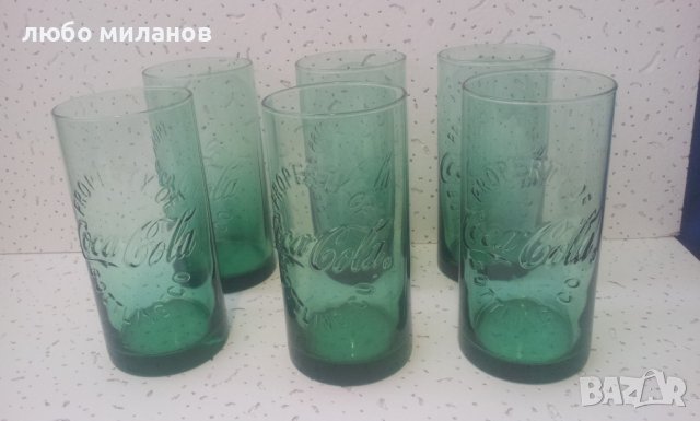 Стъклени чаши Кока Кола, цветни, цилиндри 6 бр