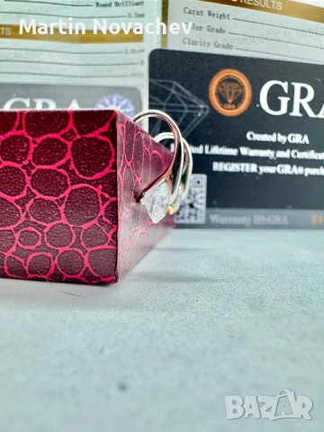 Сребърни обеци с мойсанит (Диамант) 1 карат, снимка 12 - Обеци - 53330907