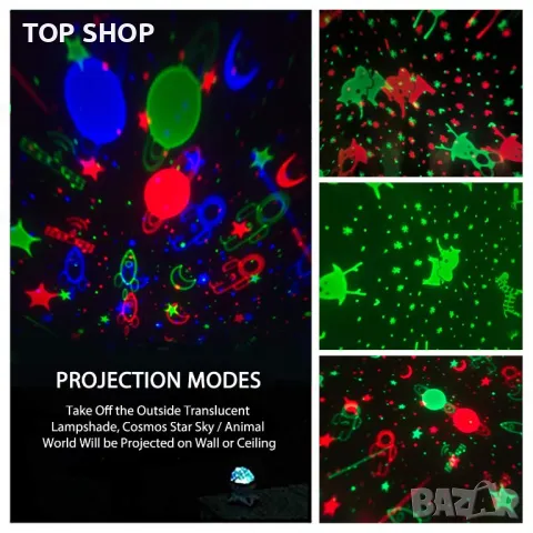 Детска прожекционна лампа с бели звуци Moredig и две плаки, снимка 12 - Мебели за детската стая - 48774397