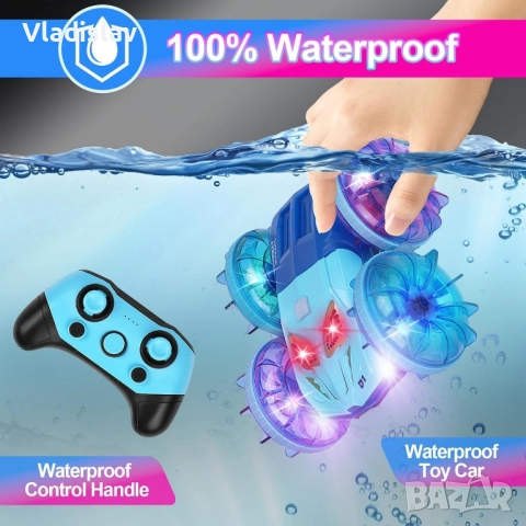 Амфибийна кола с дистанционно управление с LED светлина, 4WD водоустойчива, снимка 12 - Коли, камиони, мотори, писти - 52435284