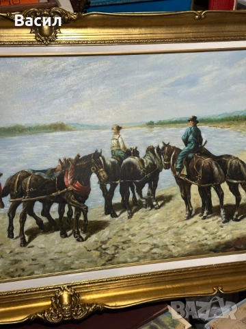 Огромна Картина масло, снимка 9 - Антикварни и старинни предмети - 54230236