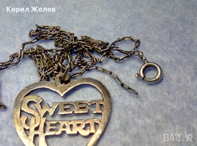 SWEET HEART СРЕБЪРЕН МЕДАЛЬОН СЪРЧИЦЕ СТЕРЛИНГОВО СРЕБРО 925 STER. AM АНГЛИЯс СРЕБЪРНА ВЕРИЖКА 25108, снимка 9 - Антикварни и старинни предмети - 50337460