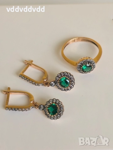 Златен пръстен и златни обеци 14 карата 585, снимка 16 - Колиета, медальони, синджири - 51810036