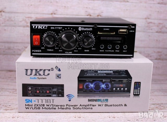Мини стерео усилвател SN-777BT Bluetooth USB, снимка 3 - Ресийвъри, усилватели, смесителни пултове - 30240813