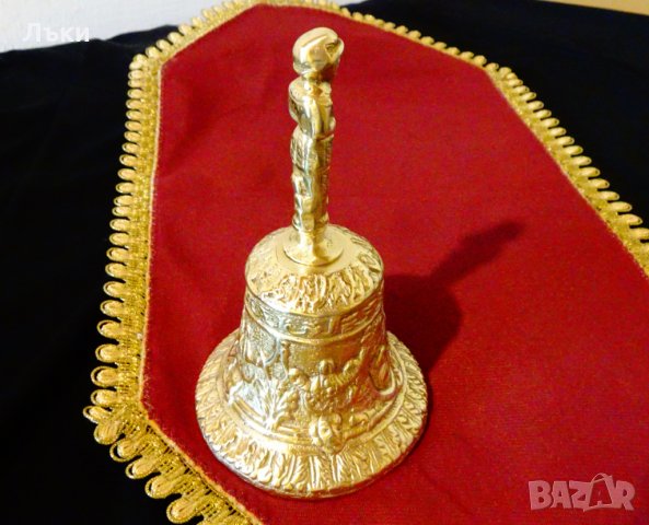 Ловна бронзова камбана с фигура ловец,куче. , снимка 3 - Антикварни и старинни предмети - 29522264