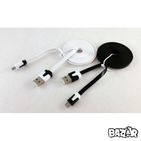 Плосък USB кабел за телефон , снимка 1