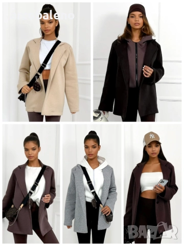 Дамско дълго сако от четкано памучно платно Velma, 5цвята 