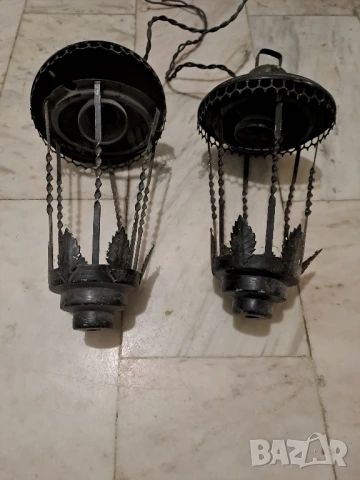 Старинни висящи метални полюлеи 2 бр., снимка 4 - Полилеи - 51076539