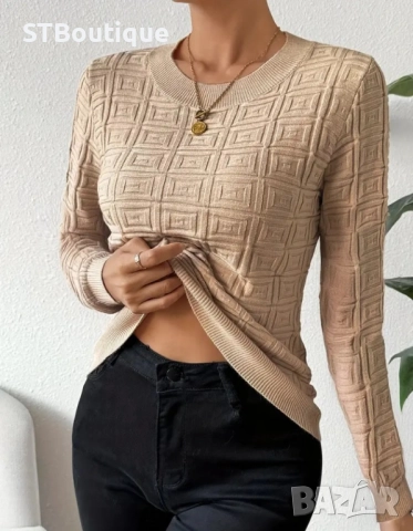 🌸 Елегантна бежова дамска блуза с дълъг ръкав – STBoutique 🌸, снимка 3 - Блузи с дълъг ръкав и пуловери - 52319610
