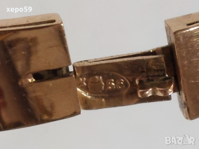 Автентична Руска златна дамска гривна с инкрустирани множество диаманти,злато 14 карата(56),19 век, снимка 3 - Гривни - 52682528