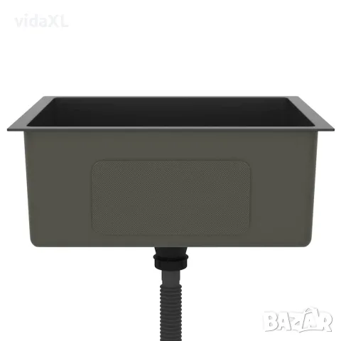 vidaXL Ръчно изработена кухненска мивка, черна, неръждаема стомана, снимка 5 - Мивки - 56147709