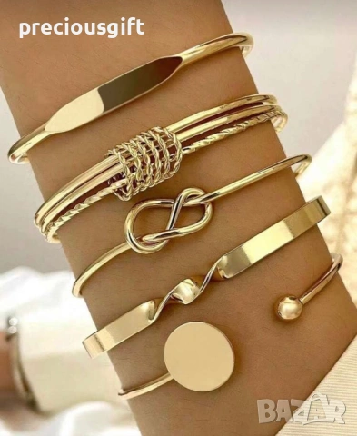 Комплект от 5 броя масивни, твърди гривни