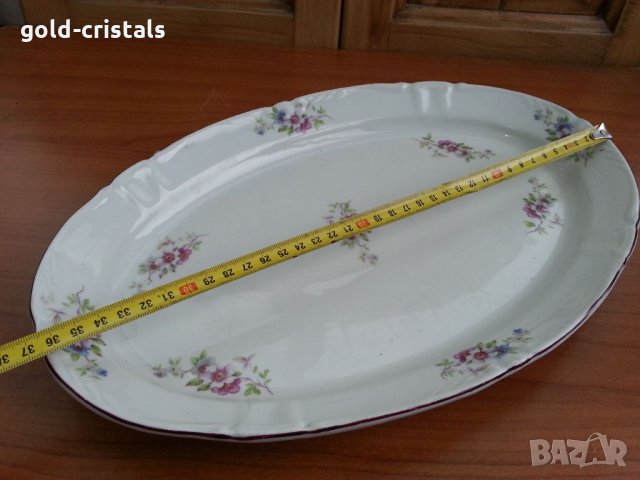 Стар български порцелан плато елипса, снимка 2 - Антикварни и старинни предмети - 34949179