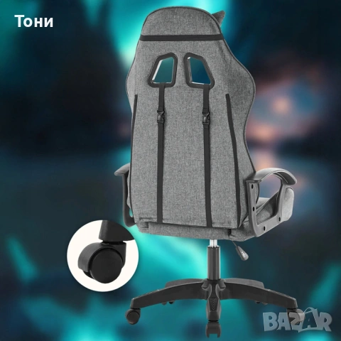 Ергономичен геймърски офис стол с лумбална и шийна опора – комфорт за игра и работа без умора, снимка 7 - Столове за офис - 53158648