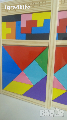  Ново! 5 броя 2в1 дървен тетрис - танграм в рамка / Дървени игри, снимка 3 - Образователни игри - 36571280