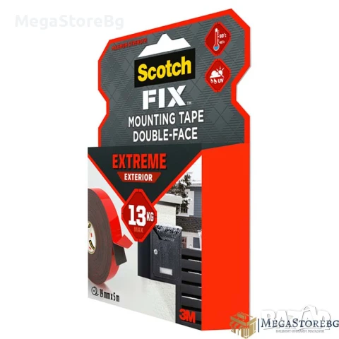 Двойнолепящо тиксо 3M Scotch FIX 19мм х 5м до 13кг Екстериор, снимка 3 - Други - 50526384