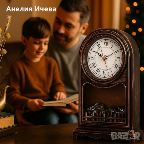 Винтидж настолен часовник с LED камина , снимка 4 - Декорация за дома - 51926838