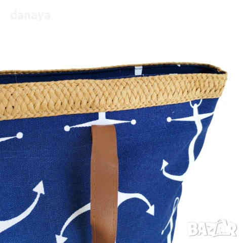5957 Текстилна плажна чанта с цип Котва, снимка 6 - Чанти - 50708080