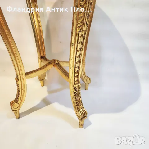 Луксозна златиста помощна масичка с мраморен плот, снимка 5 - Маси - 49110873