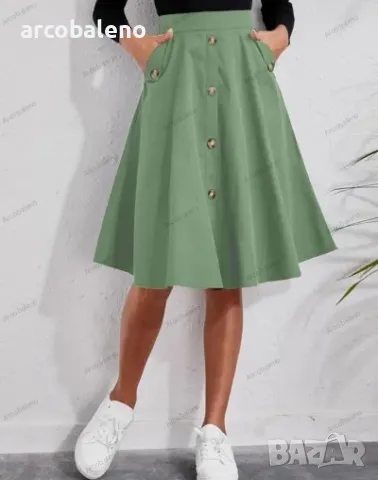 Дамска елегантна миди пола с копчета , снимка 5 - Поли - 49624766