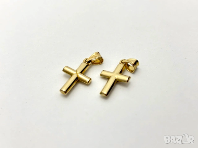 2 броя еднакви! Златни Кръстчета - 1,20 грама/двете/, 14К (проба 585), снимка 2 - Колиета, медальони, синджири - 54055360