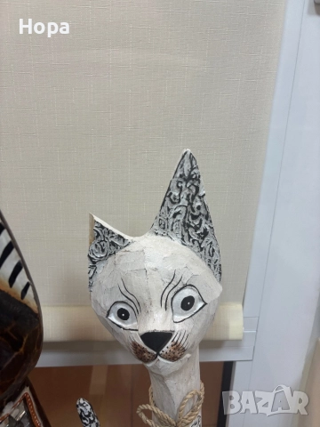 Котка от дърво . Намалени с дефект !, снимка 4 - Статуетки - 49138439