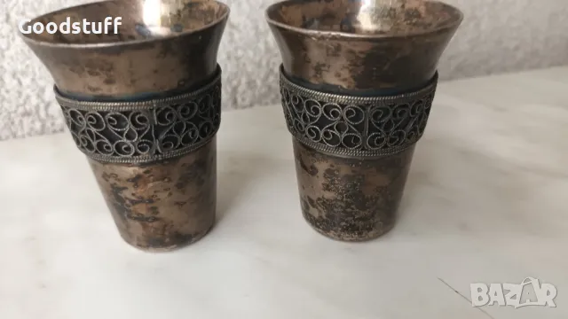 Стари посребрени чашки,филигран,Юммет,мелхиор,СССР, за ликьор