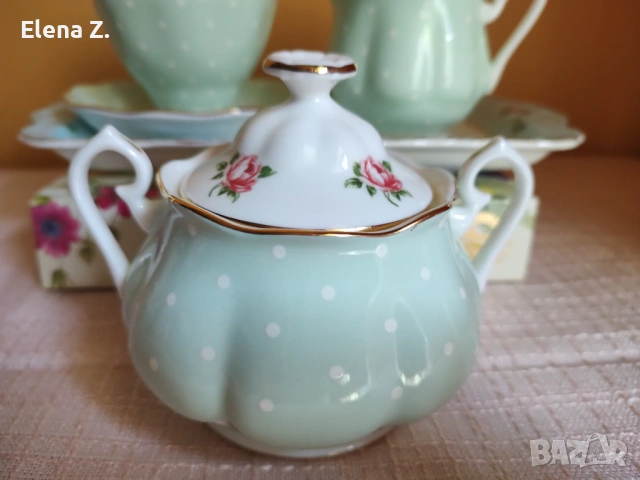 Royal Albert Polka Rose латиера и захарница, снимка 4 - Сервизи - 52290818