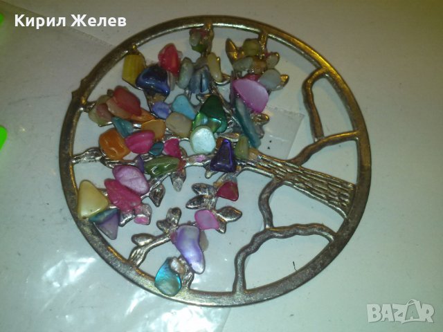 ПОСРЕБРЕНА ВИСУЛКА с МНОГО ЦВЕТНИ КАМЪЧЕТА АРТ МЕДАЛЬОН 71451, снимка 6 - Колиета, медальони, синджири - 29723026