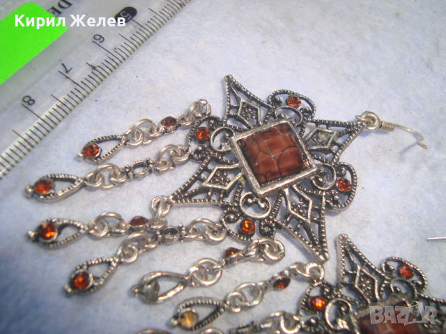 ПРЕКРАСНИ ПОСРЕБРЕНИ РЕТРО - ВИНТИДЖ БЕЛ ЕПОК СТИЛ СКЪПОЦЕННИ КРИСТАЛНИ ОБЕЦИ 14166, снимка 16 - Обеци - 36524967