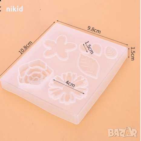 Цветя и листа прозрачен силиконов молд форма декор торта сладки фондан смола, снимка 2 - Форми - 29885877