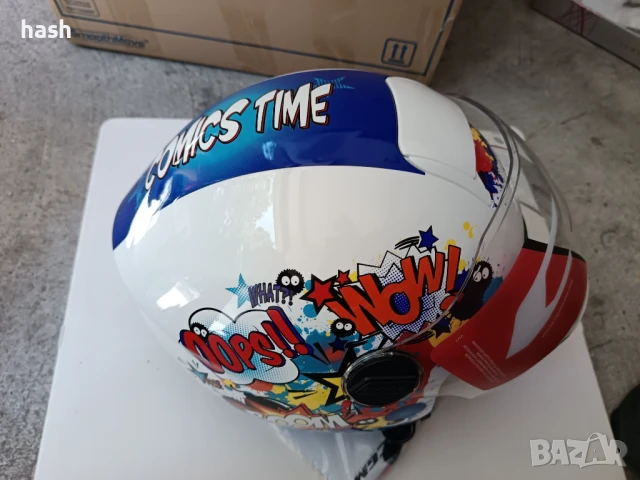 Детска мотоциклетна каска CGM 261G MINI COMICS бяла 261G-ALA-79-YE размер JXL, (53-54cm), снимка 12 - Спортна екипировка - 50784084