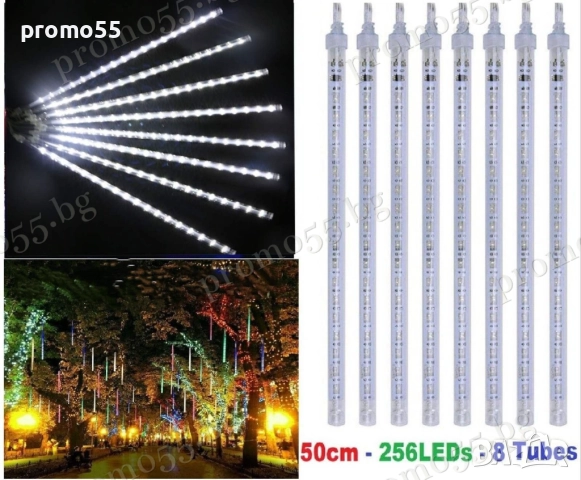 Коледни Лед Висулки Искрящ Падащ Сняг 8Брх48см., снимка 2 - Декорация за дома - 52336904