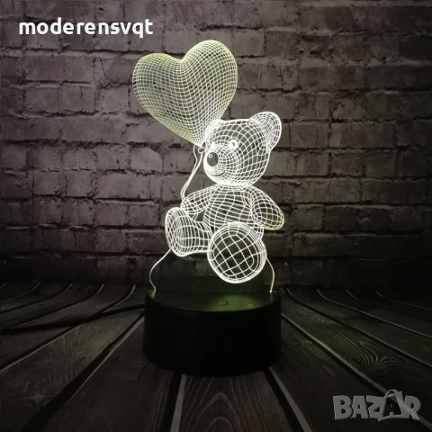 Холограмна LED лампа CREATIVE 3D taddy bear, снимка 1 - Лед осветление - 40327798