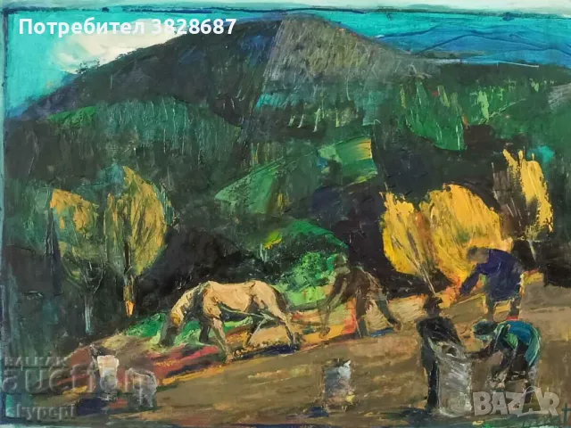 Картина,,Събирачи на картофи,,, снимка 3 - Картини - 48272010