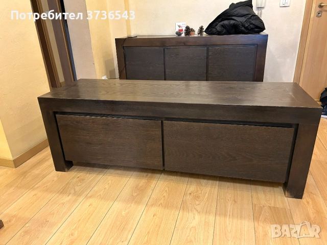 Масивен нисък шкаф – дъб, 160 х 52 х 55 см