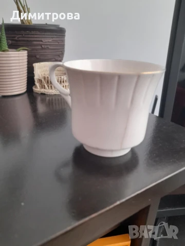 Ретро сервиз за кафе, видински костен порцелан, маркиран, снимка 6 - Антикварни и старинни предмети - 50908197