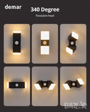 Combuh LED стенни лампи с вграден сензор за движение, снимка 7 - Лед осветление - 49822057