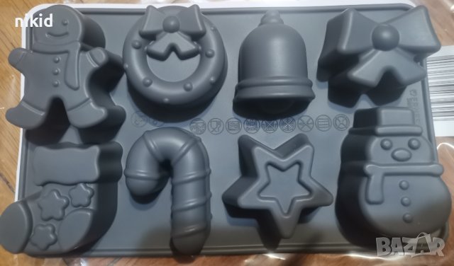 8 Големи Коледни фигурки дълбок силиконов молд форма фондан гипс сапун шоколад декор