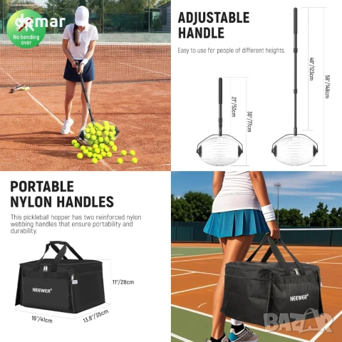 NEEWER телескопичен контейнер за събиране на топки 3,8-7,6 см,77-148см, снимка 4 - Тенис - 50756095