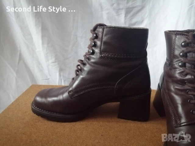 Robin Rose №39 италиански дамски боти естествена кожа в кафяв цвят - със среден ток и квадратен връх, снимка 9 - Дамски боти - 54096858