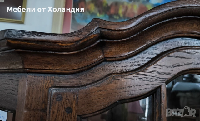 Висок дъбов шкаф с витрина, снимка 7 - Шкафове - 54133661