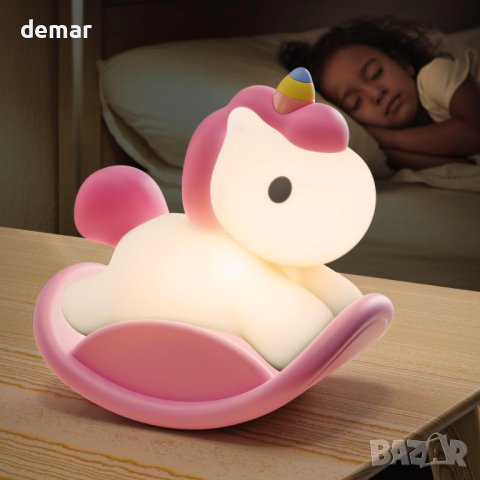 Hipsignal бебешка нощна лампа за новородено от мек силикон, 30-минутен таймер, розова