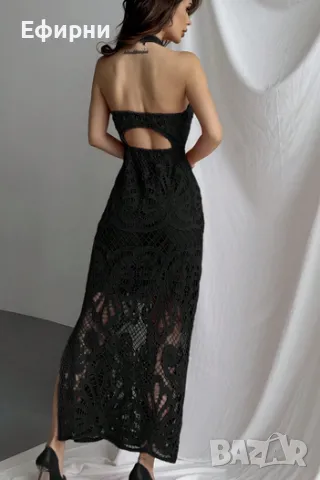 Дълга рокля дантела, Елегантна рокля дантела, Черна рокля дантела, Оранжева дантелена рокля, снимка 3 - Рокли - 47274650