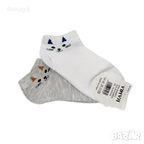 5017 Комплект от 2 чифта чорапи за маратонки Котета, 36-41 номер, снимка 4 - Дамски чорапи - 47993048