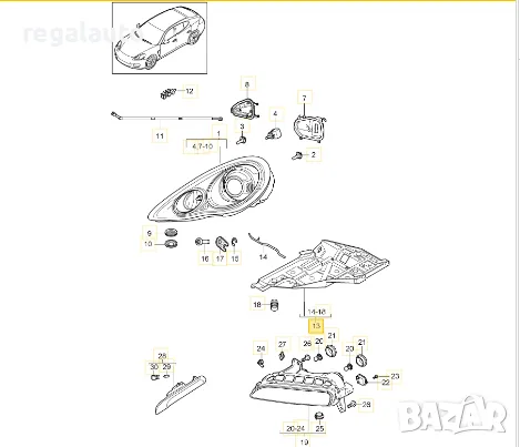 97063107402,основа под десен фар PORSCHE PANAMERA 970, 2010-2013, снимка 4 - Части - 48344180