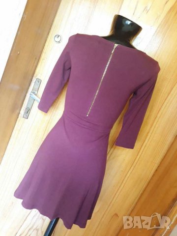 Винено лилава рокля трико с 3/4 ръкав С/М, снимка 3 - Рокли - 21230145