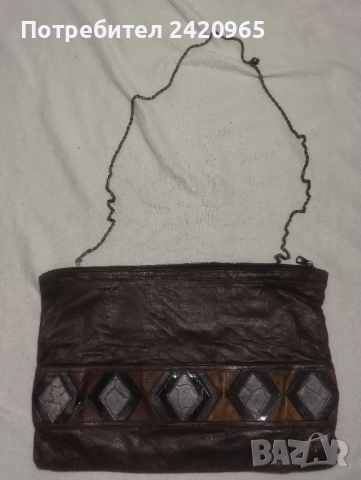 Винтидж дамска чанта от естествена кожа 