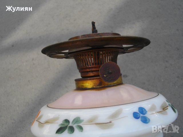  СТАРА РЪЧНО РИСУВАНА ГАЗЕНА ЛАМПА, снимка 8 - Антикварни и старинни предмети - 42203785